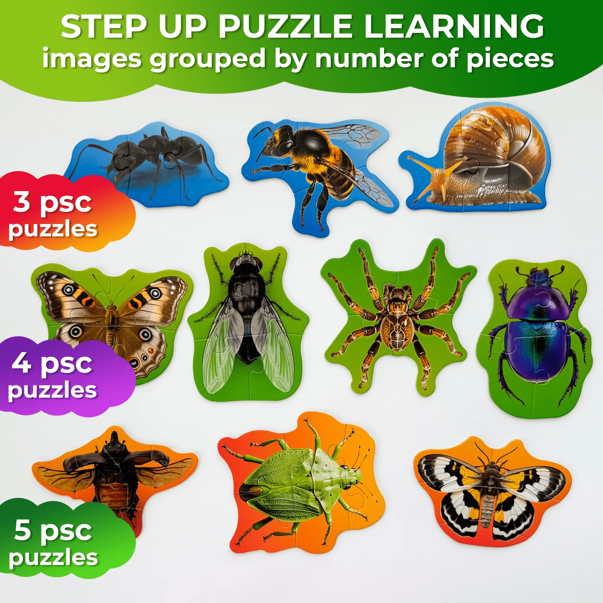 40 Piece Step Up Puzzles for Toddlers | Bugs