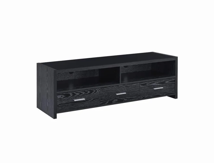 62" 3-drawer TV Console Black Oak