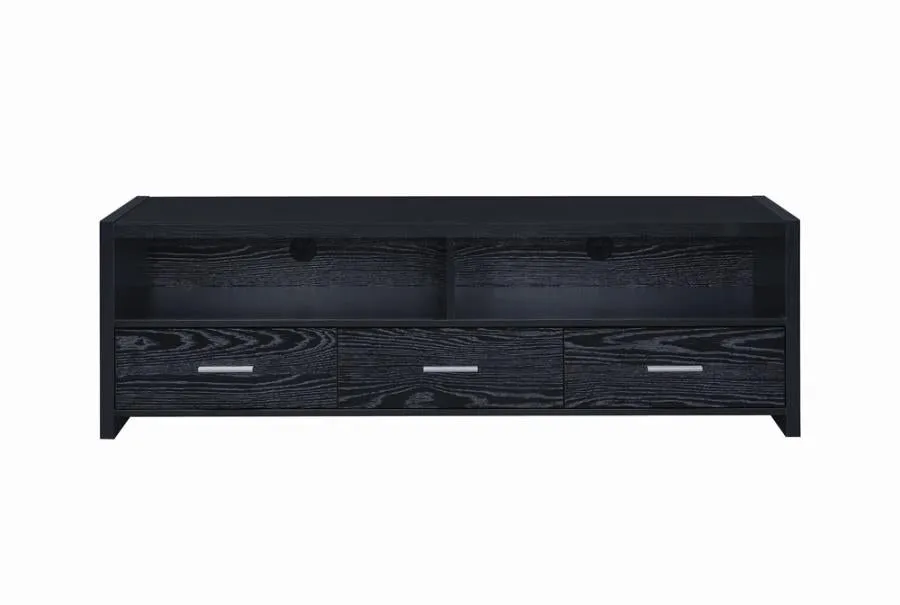 62" 3-drawer TV Console Black Oak