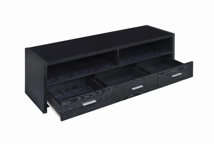 62" 3-drawer TV Console Black Oak