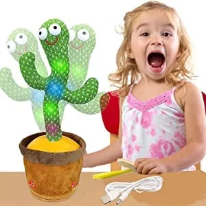 Baby Affair Dancing Cactus Plush Toy with Voice Recording, Wriggling & Singing Cactus Stuffed Animal, Green/Brown