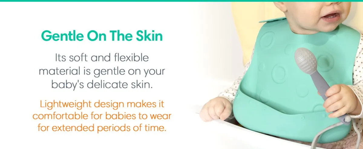 Busy Baby Bungee Bib & Utensils | Deluxe, No-Drop, On-The-Go, BLW Feeding System