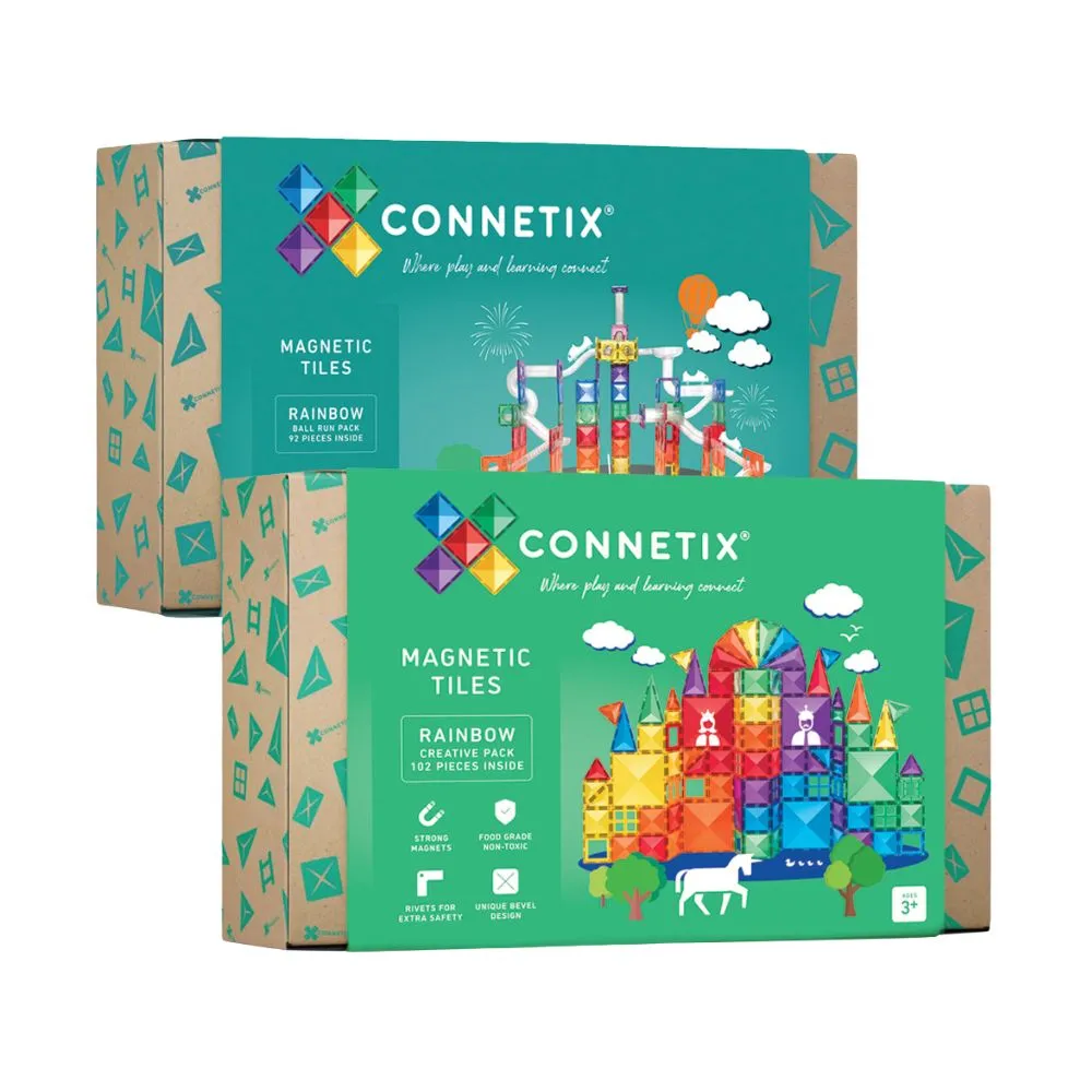 Connetix Tiles 194 Piece Rainbow Bundle