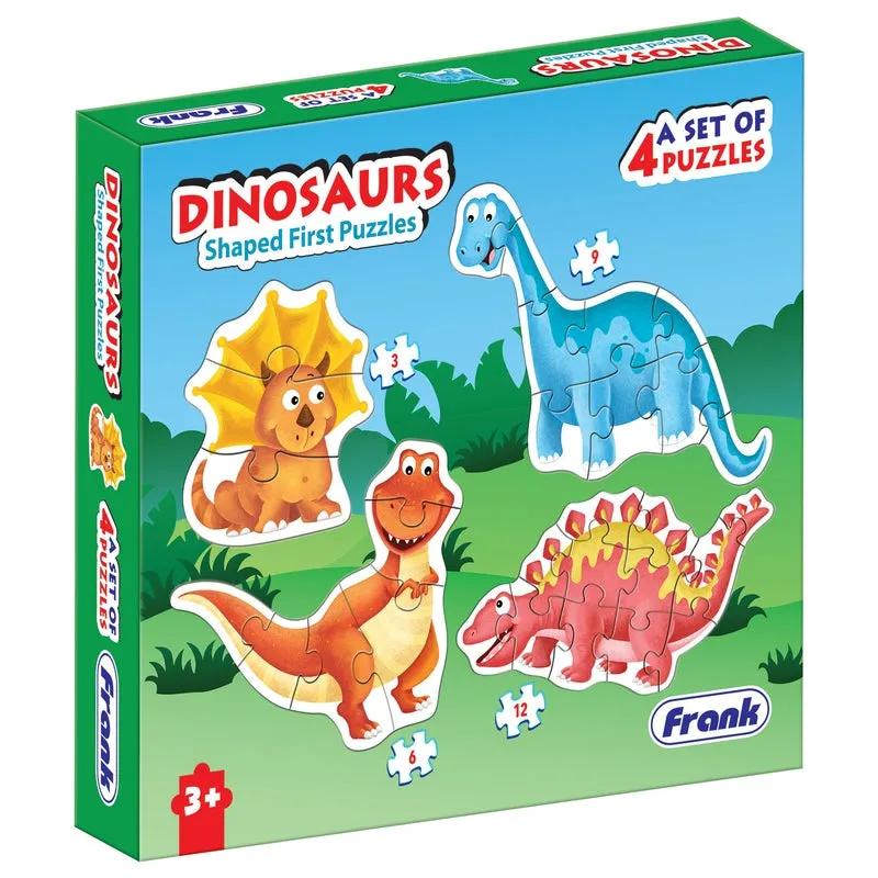 Dinosaurs - A Set of 4 Shaped First Puzzles - 3, 6, 9 & 12 Pieces