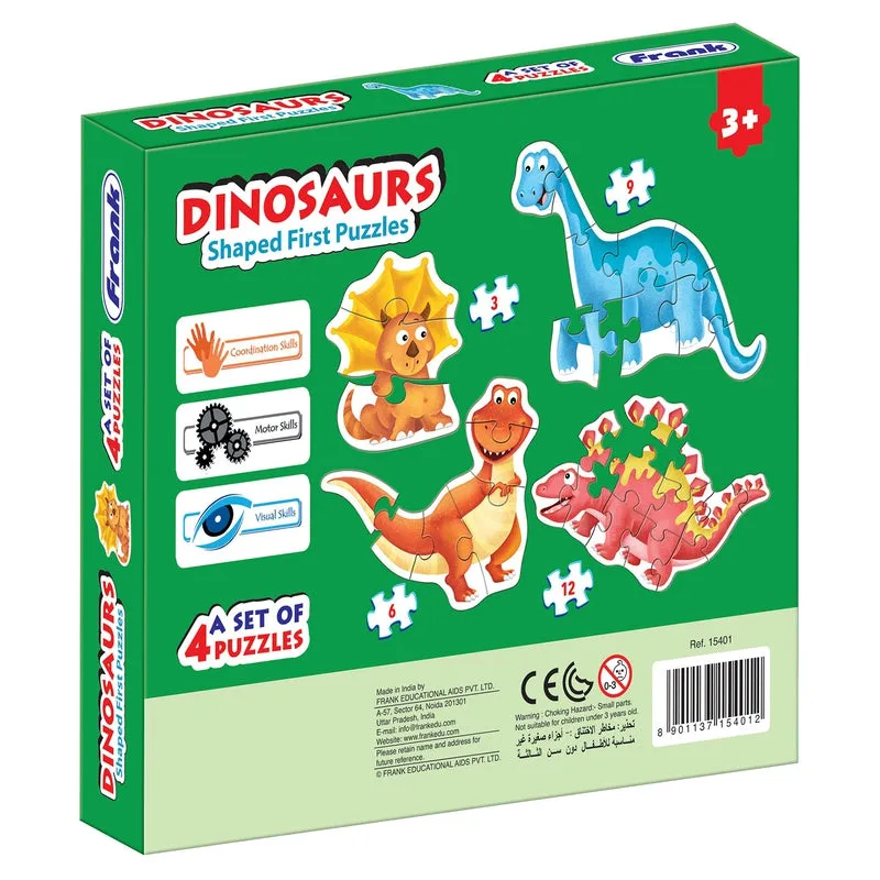 Dinosaurs - A Set of 4 Shaped First Puzzles - 3, 6, 9 & 12 Pieces