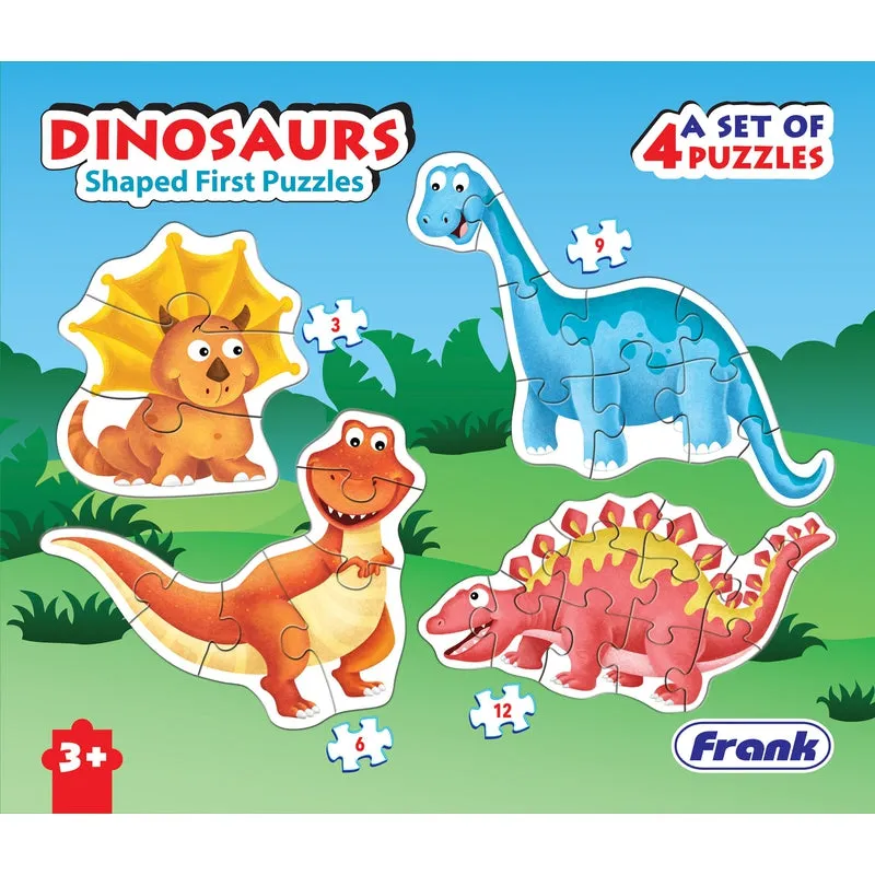 Dinosaurs - A Set of 4 Shaped First Puzzles - 3, 6, 9 & 12 Pieces