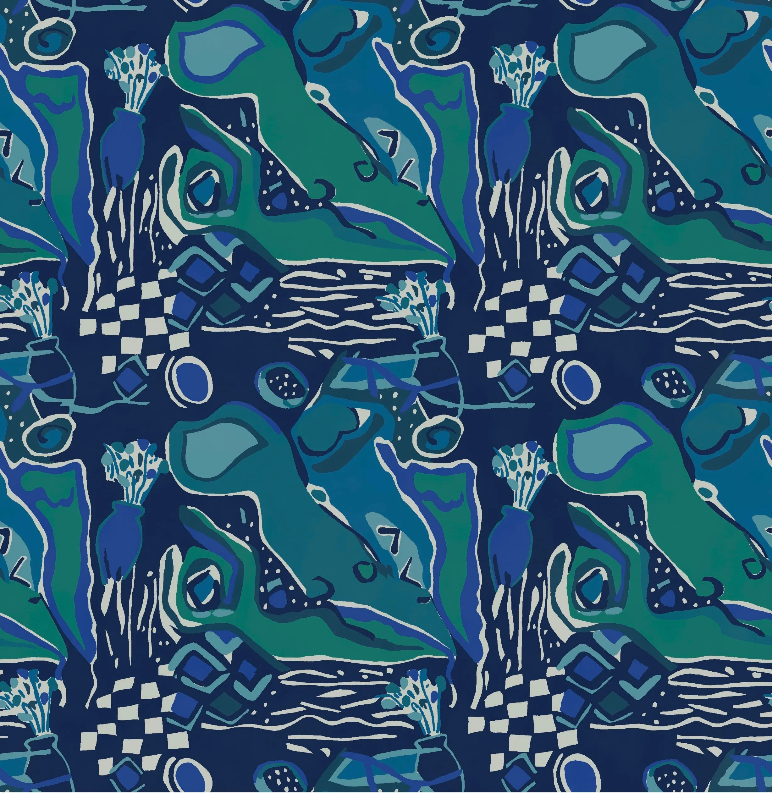 Figurines Wallpaper - Petrol   Teal