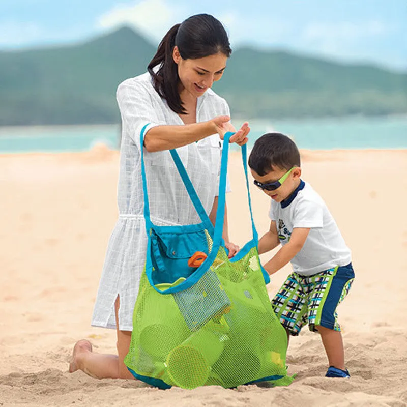 Foldable Large Kids Sand Digging Mesh Beach Toys Tote Bag