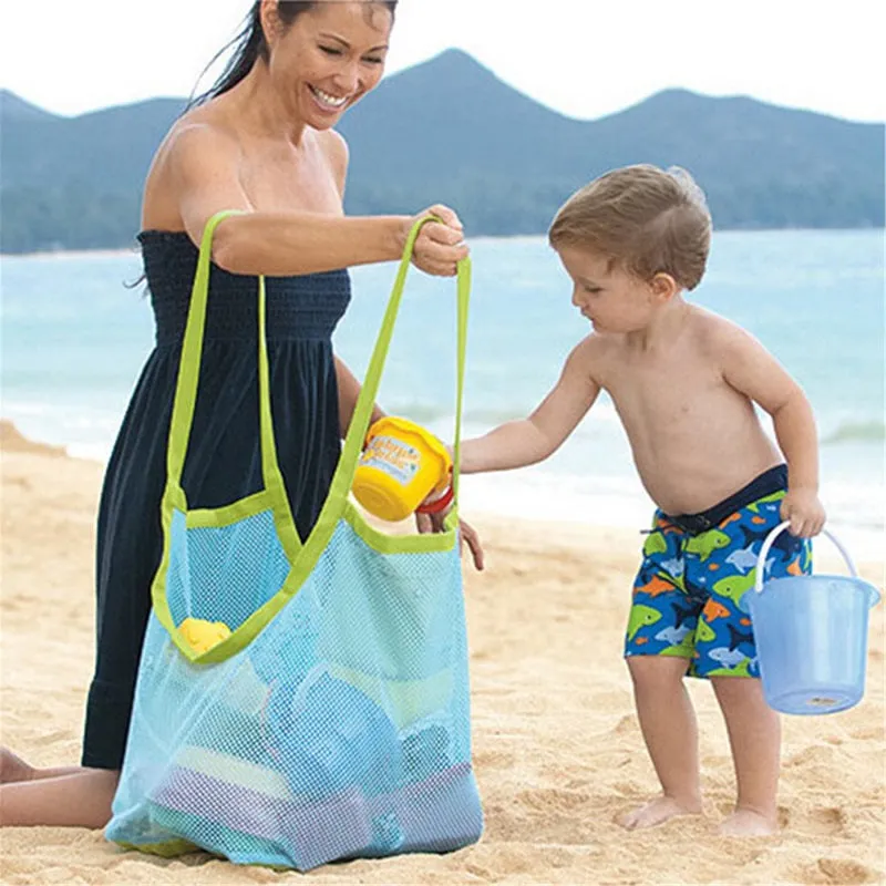 Foldable Large Kids Sand Digging Mesh Beach Toys Tote Bag