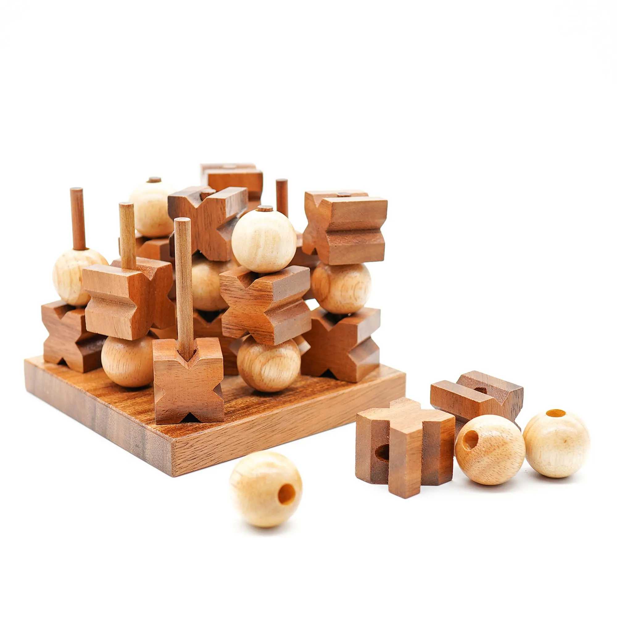 Fun Games Set- Wooden Puzzles, Tumbling Tower, Tic Tac Toe