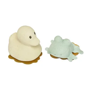 Hevea Squeeze 'n' Splash Bath Toys - Duck & Frog Sand/Sage