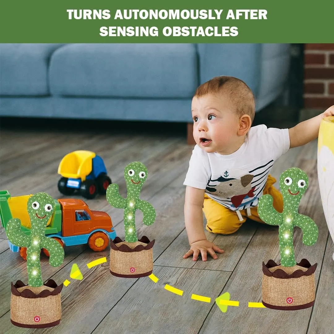 INDIA TOY TWalking Dancing Cactus Baby Toys with Upgraded Running Mode and Repeat What You Say, Plush Toys with Cool Lighting Included 120 Songs,Recording, Gifts