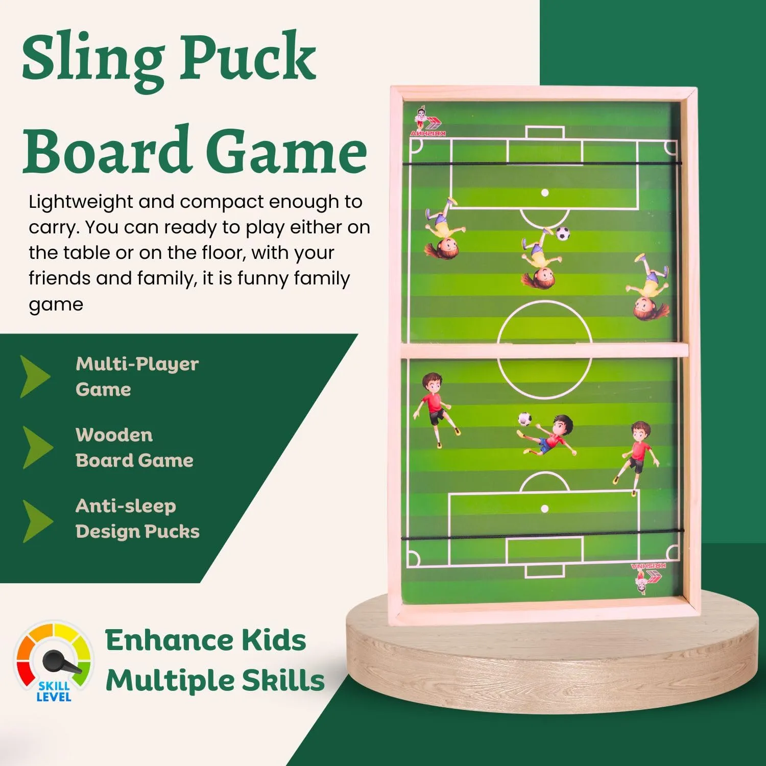 Lexreta® Fastest Finger First Wooden String Hockey Game | Family Board Game for Adults & Kids | Sling Puck Toy