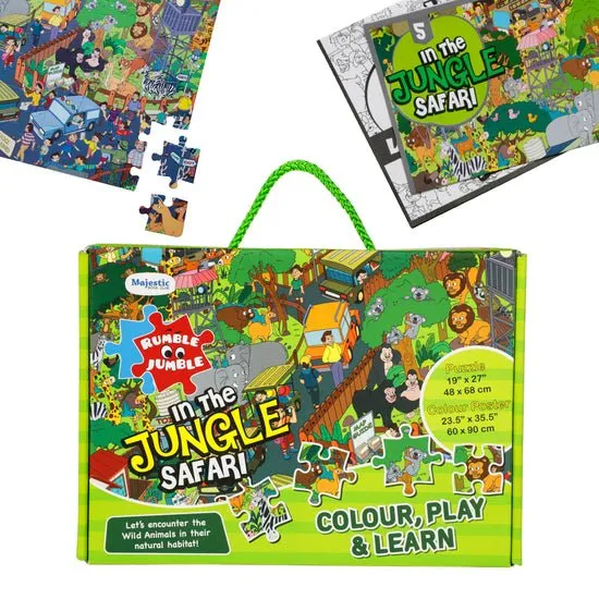 Majestic Book Club Jungle Safari Fun and Educational Floor Puzzle 