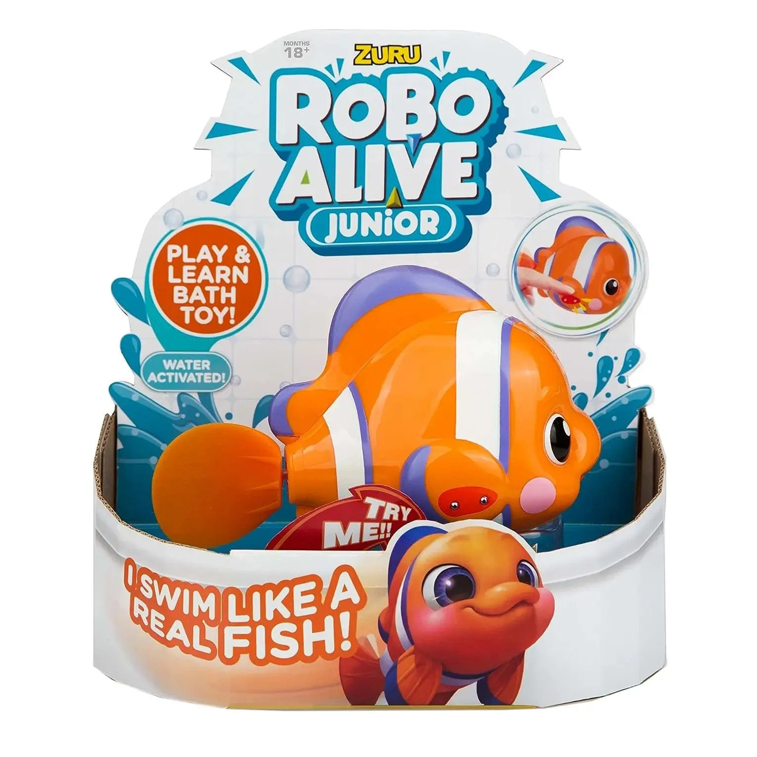 Robo Alive Junior Play & Learn Bath Toy Interactive Water Fun