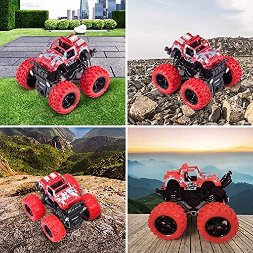 Sky Tech® Big Size Monster Truck Friction Powered 4wd Cars Toys, 360 Degree Stunt Push go Truck for Toddlers Kids Gift (Pack of 2 Car)