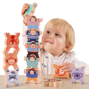 Stacking toy balance blocks, stacking animals figures building blocks interactive learning toy 12pcs for toddler 3 Years 