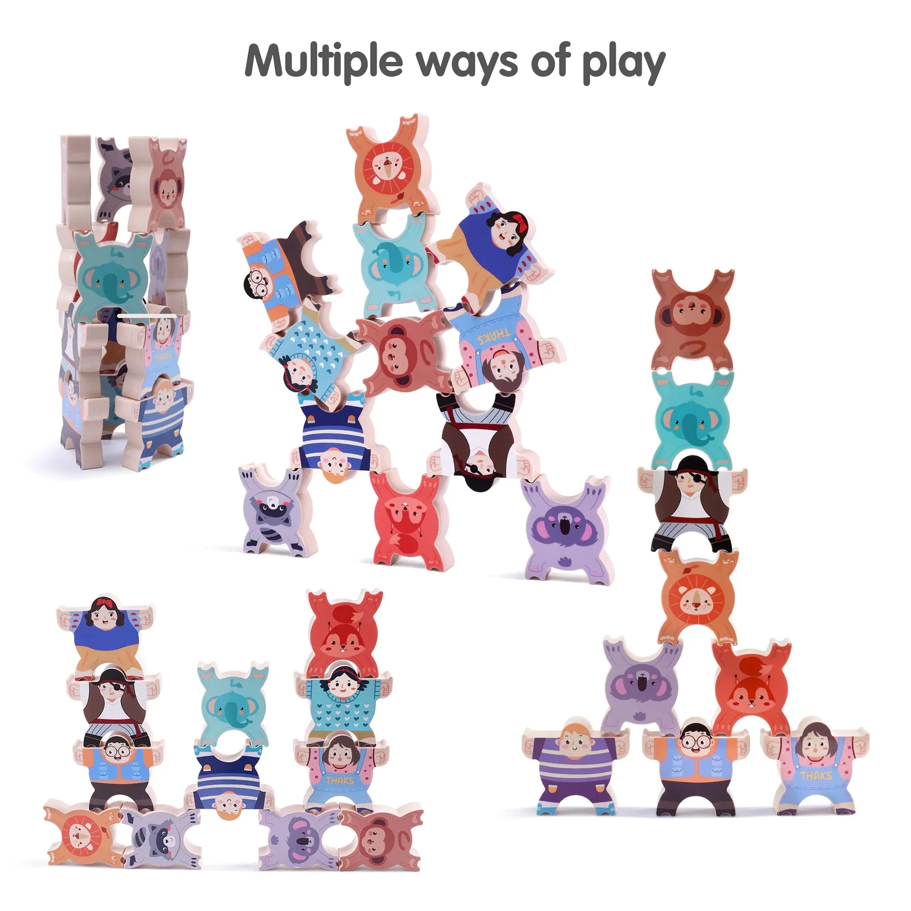 Stacking toy balance blocks, stacking animals figures building blocks interactive learning toy 12pcs for toddler 3 Years 