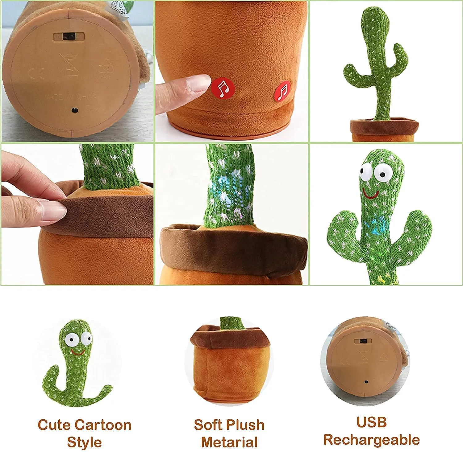 Toy Imagine™ Dancing Cactus Toy for Babies Talking, Speaking, Recording | Repeat What You Say | Singing Electronic Pet for Toddlers | Swing and Sing Toy-Charger Cactus Toy Plant.. (Age 1-10 Years).