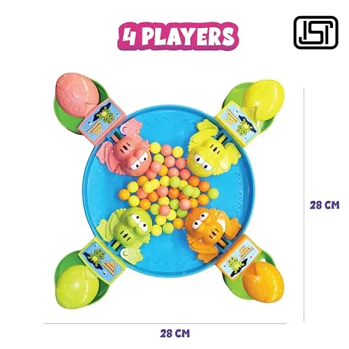 ToyMagic Hungry Feed Me Frog Game with 32 Beans|Eat The Beans|Hungry Frog Game for Kids|4 Player Family Party Board Game|Press The Frog|Collect More Beans|Best Birthday Gift for Kids 4 |Made in India