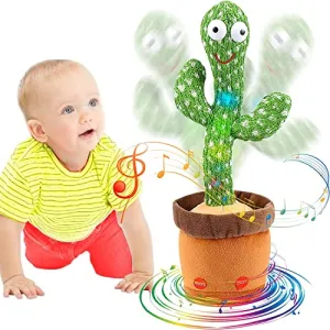 Toyshine Dancing Cactus Toy | Talking, Wriggle Singing Mimicking -Repeat What You Say with LED - B