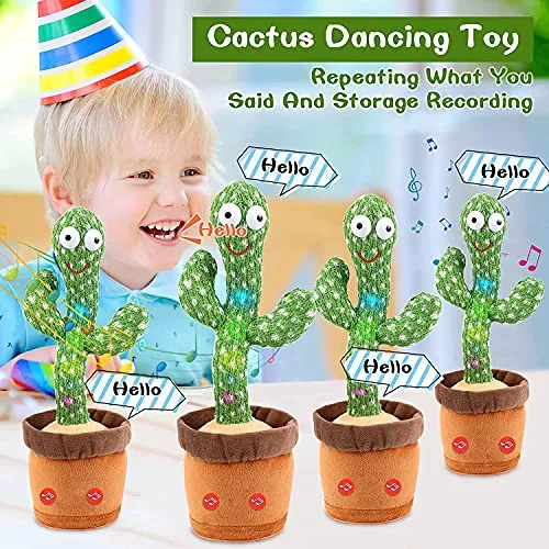 Toyshine Dancing Cactus Toy | Talking, Wriggle Singing Mimicking -Repeat What You Say with LED - B