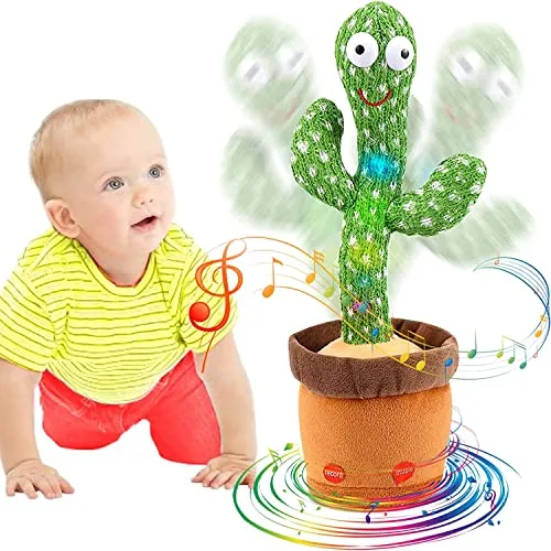 Toyshine Dancing Cactus Toy | Talking, Wriggle Singing Mimicking -Repeat What You Say with LED - B