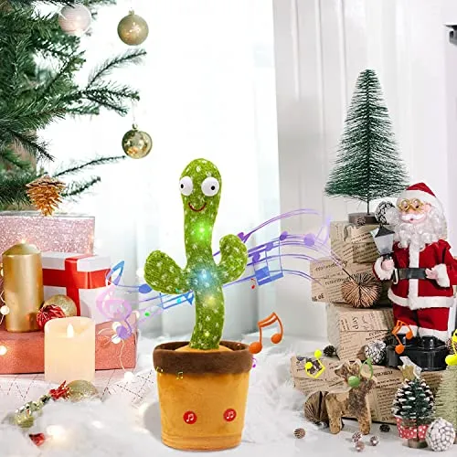 VEBETO Dancing Cactus Toy for Kids (1 Year Extended Warranty) Talking Singing Children Baby Plush Electronic Toys Voice Recording Repeats What You Say LED Lights