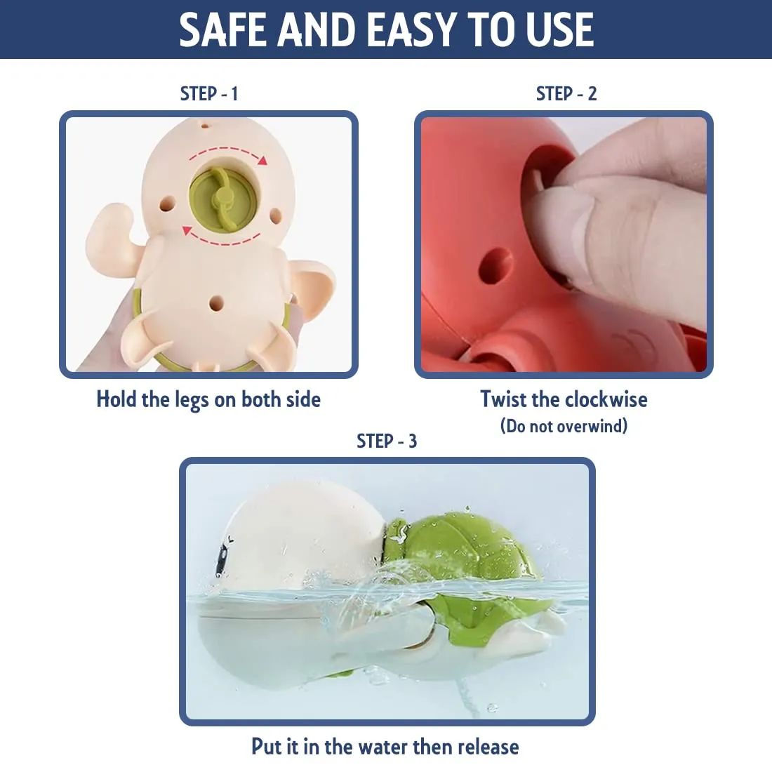 Wembley Swimming Turtle Bath Toys for Toddlers Kids Cute Floating Wind Up Water Toys for Babies 1 2 3 4 5 Years Boy Girl New Born Baby Bathtub Pool Toys Gift for Baby, Pack - 1