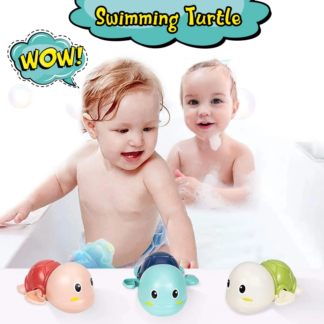 Wembley Swimming Turtle Bath Toys for Toddlers Kids Cute Floating Wind Up Water Toys for Babies 1 2 3 4 5 Years Boy Girl New Born Baby Bathtub Pool Toys Gift for Baby, Pack - 1