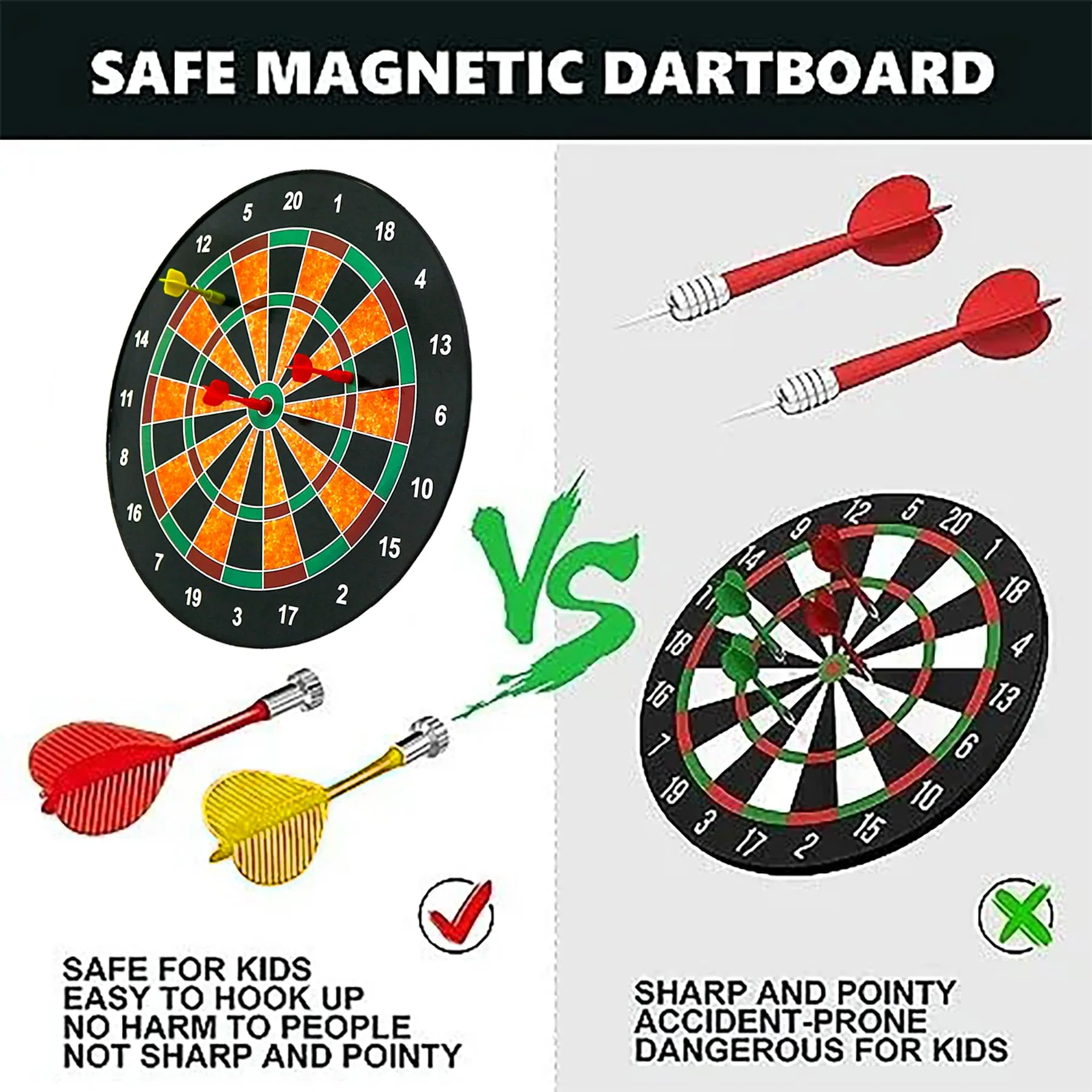 WISHKEY Magnetic Dart Board Games for Kids, 13 Inch Kids Dart Board Set with 6 Magnetic Darts, Multiplayer Party Games, Fun Indoor and Outdoor Dart Game Set Toys, Multicolor, 3 Years (Pack of 1)