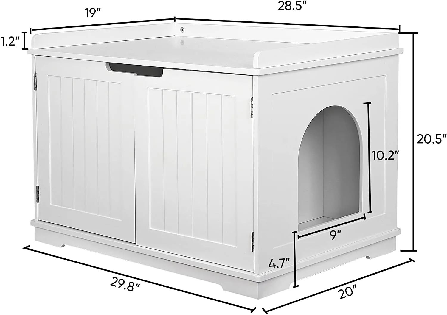 ZENY™ Cat Litter Box Enclosure, Cat Litter Box Furniture Hidden, Wooden Cat Litter Cabinet with Divider, Modern Cat Washroom Storage Bench